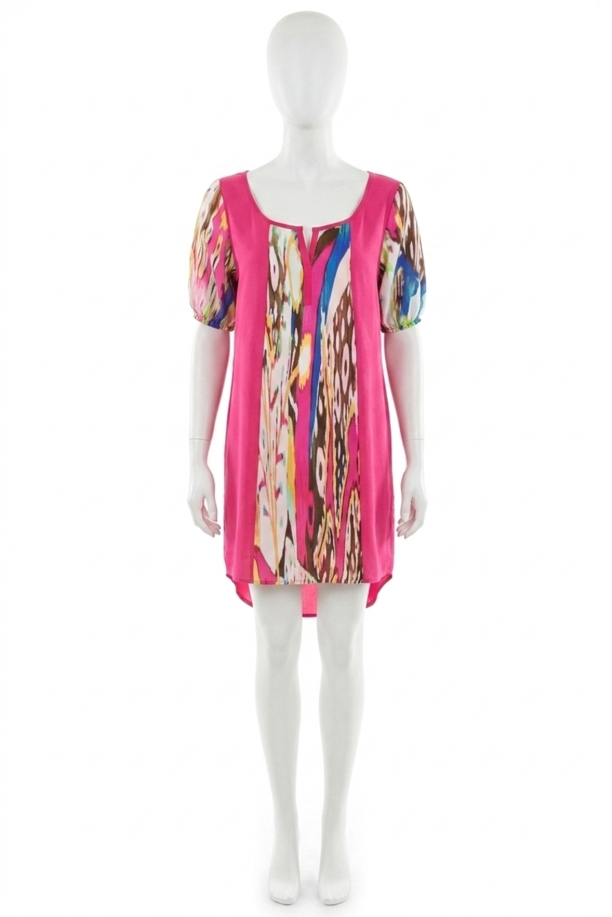 NEW GLAM contrast placket dress in pink